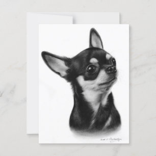 Hand geschilderd kortharige Chihuahua hond kunstwe Briefkaart