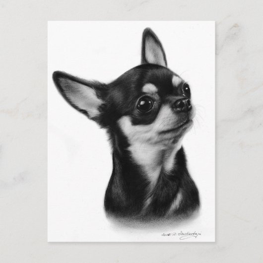 Hand geschilderd kortharige Chihuahua hond kunstwe Briefkaart (Voorkant)
