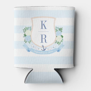 Hand geschilderd Kustmonogram Crest Bruiloft Favor Blikjeskoeler