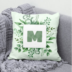 Hand-geschilderd Lijst uit Griekenland + monogram  Kussen