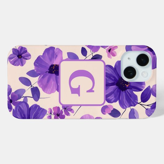 Hand geschilderd paarse bloemen gepersonaliseerd m Case-Mate iPhone case (Achterkant (horizontaal))