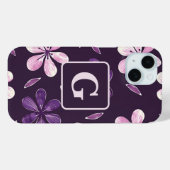 Hand geschilderd paarse bloemen gepersonaliseerd m Case-Mate iPhone case (Achterkant (horizontaal))