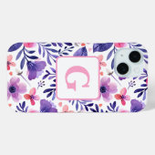 Hand geschilderd paarse bloemen gepersonaliseerd m Case-Mate iPhone case (Achterkant (horizontaal))
