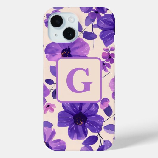 Hand geschilderd paarse bloemen gepersonaliseerd m Case-Mate iPhone case (Achterkant)