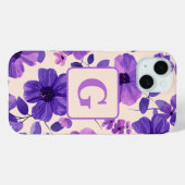 Hand geschilderd paarse bloemen gepersonaliseerd m Case-Mate iPhone case (Achterkant (horizontaal))