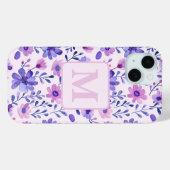 Hand geschilderd paarse bloemen gepersonaliseerd m Case-Mate iPhone case (Achterkant (horizontaal))