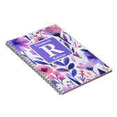 Hand geschilderd paarse bloemen gepersonaliseerd m notitieboek (Rechterzijde)