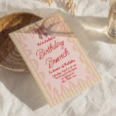 Hand geschilderd roze boog Lijst Verjaardag Brunch Kaart