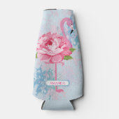 Hand geschilderd roze flamingo flesjeskoeler (Voorkant)