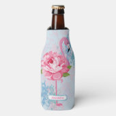 Hand geschilderd roze flamingo flesjeskoeler (Fles Voorkant)