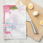 Hand geschilderd roze flamingo theedoek (Quarter Fold)