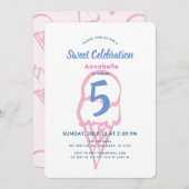 Hand geschilderd roze ijs meisje verjaardag kaart (Voorkant / Achterkant)