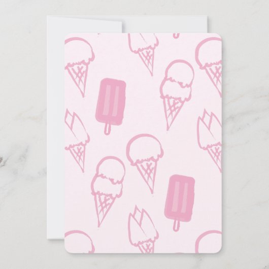 Hand geschilderd roze ijs meisje verjaardag kaart (Achterkant)