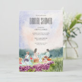 Hand geschilderd rustiek picknick vrijgezellenfees kaart (Staand voorkant)