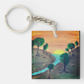 Hand geschilderd sereniteit scène sleutelhanger (Voorkant)