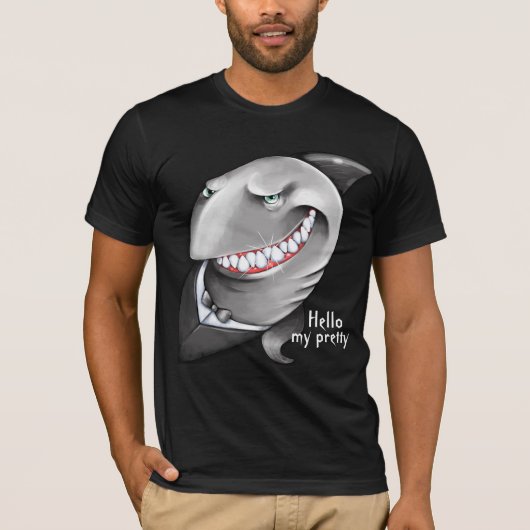 Hand geschilderd Sly Shark (grote glimlach, tuxedo T-shirt (Voorkant)