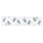 Hand geschilderd staal blauw Floral Korte Tafelloper (Horizontaal)