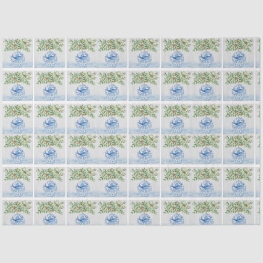 Hand geschilderd Toscaans blauw gember potjes brui Tissuepapier (Voorkant)