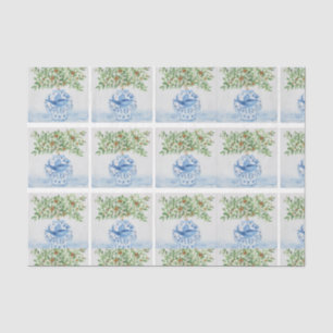 Hand geschilderd Toscaans blauw gember potjes brui Tissuepapier