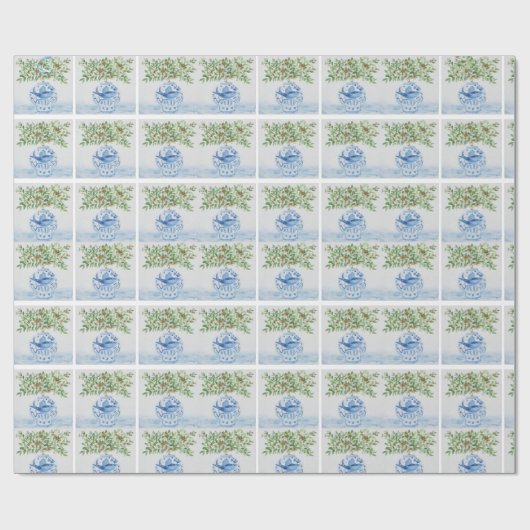 Hand geschilderd Toscaanse blauwe gember potten Cadeaupapier (Vlak)