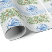 Hand geschilderd Toscaanse blauwe gember potten Cadeaupapier (Rol Hoek)