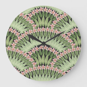 Hand geschilderd tropisch bloemen patroon grote klok