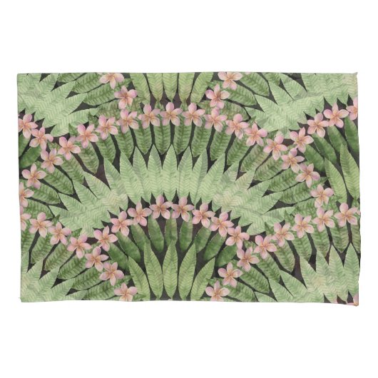 Hand geschilderd tropisch bloemen patroon kussensloop (Voorkant)