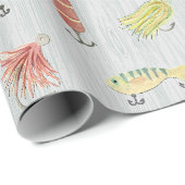 Hand geschilderd Vist op hout Cadeaupapier (Rol Hoek)