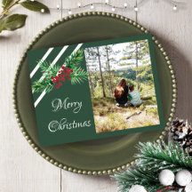 Hand geschilderd Waterverf dennenkrans en rode bes