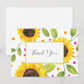 Hand geschilderd Waterverf zonnebloem boeket Bedankkaart (Voorkant / Achterkant)