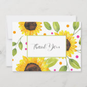 Hand geschilderd Waterverf zonnebloem boeket Bedankkaart (Voorkant)