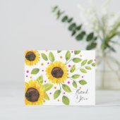 Hand geschilderd Waterverf zonnebloem boeket Bedankkaart (Staand voorkant)