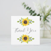 Hand geschilderd Waterverf zonnebloem swag Bedankkaart (Staand voorkant)