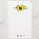 Hand geschilderd Waterverf zonnebloem swag Briefpapier (Voorkant / Achterkant)