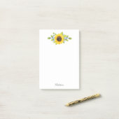 Hand geschilderd Waterverf zonnebloem swag Post-it® Notes (Op bureau)