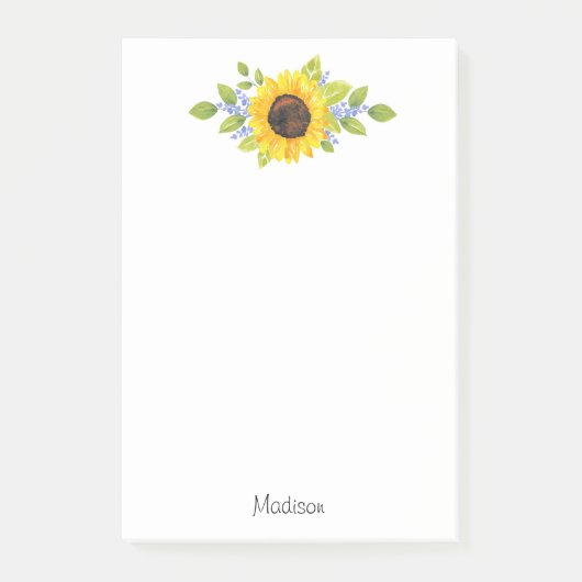 Hand geschilderd Waterverf zonnebloem swag Post-it® Notes (Voorkant)