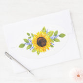Hand geschilderd Waterverf zonnebloem swags Ovale Sticker (Envelop)