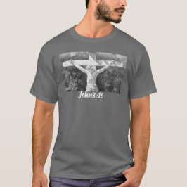 Hand geschilderd wit Jezus & Kruis Bijbelvers T-shirt