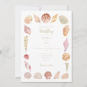 Hand geschilderd Zee Shell bruiloft uitnodiging (Voorkant)
