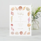 Hand geschilderd Zee Shell bruiloft uitnodiging (Staand voorkant)