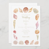 Hand geschilderd Zee Shell bruiloft uitnodiging (Voorkant / Achterkant)