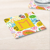 Hand geschilderd zomer fruit patroon kartonnen onderzetters (Schuin)