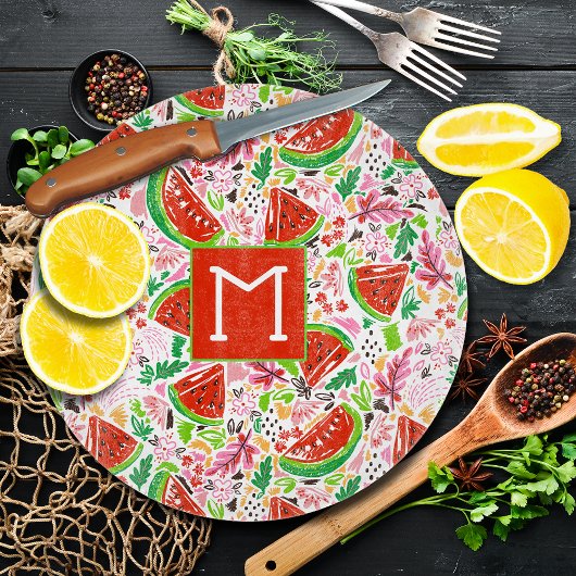 Hand geschilderd zomer fruit patroon snijplank