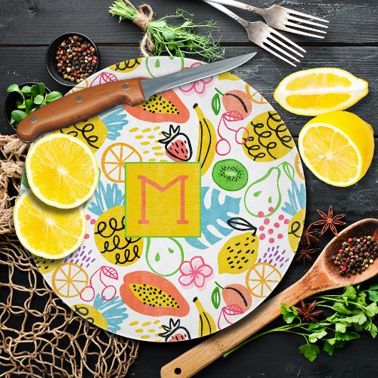 Hand geschilderd zomer fruit patroon snijplank