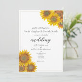 Hand geschilderd Zonnebloem bruiloft uitnodiging (Staand voorkant)