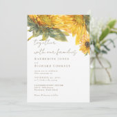 Hand geschilderd Zonnebloemen Geen Ouders Bruiloft Kaart (Staand voorkant)