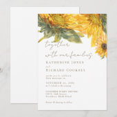 Hand geschilderd Zonnebloemen Geen Ouders Bruiloft Kaart (Voorkant / Achterkant)