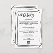 Hand geschilderd zwart en wit bruiloft info informatiekaartje (Voorkant / Achterkant)