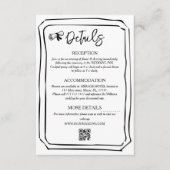 Hand geschilderd zwart en wit bruiloft info informatiekaartje (Voorkant)