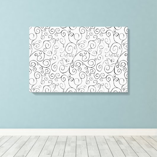 Hand-geschilderd zwart valpatroon op wit canvas afdruk (Insitu (Houten vloer))